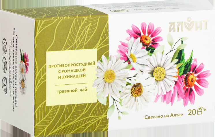 Противопростудный с ромашкой и эхинацеей травяной чай, 20ф/пак по 2г