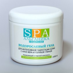 Водорослевый гель для интенсивной гидратации кожи с алоэ вера и голубой глиной SPA Альганика (500 мл)